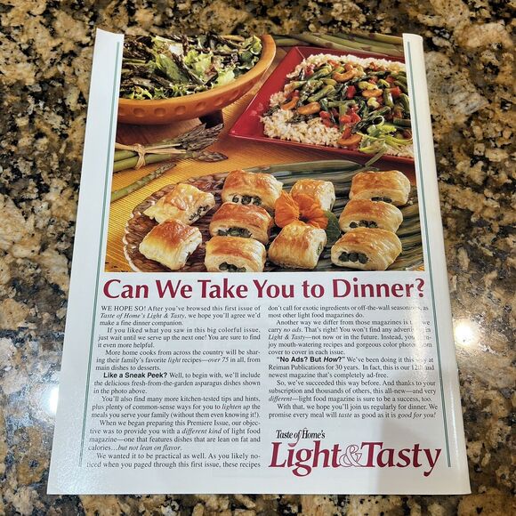 Taste Of Homes Light and Tasty Premiere Issue 2001 Cooking Recipe Magazine - Picture 5 of 5